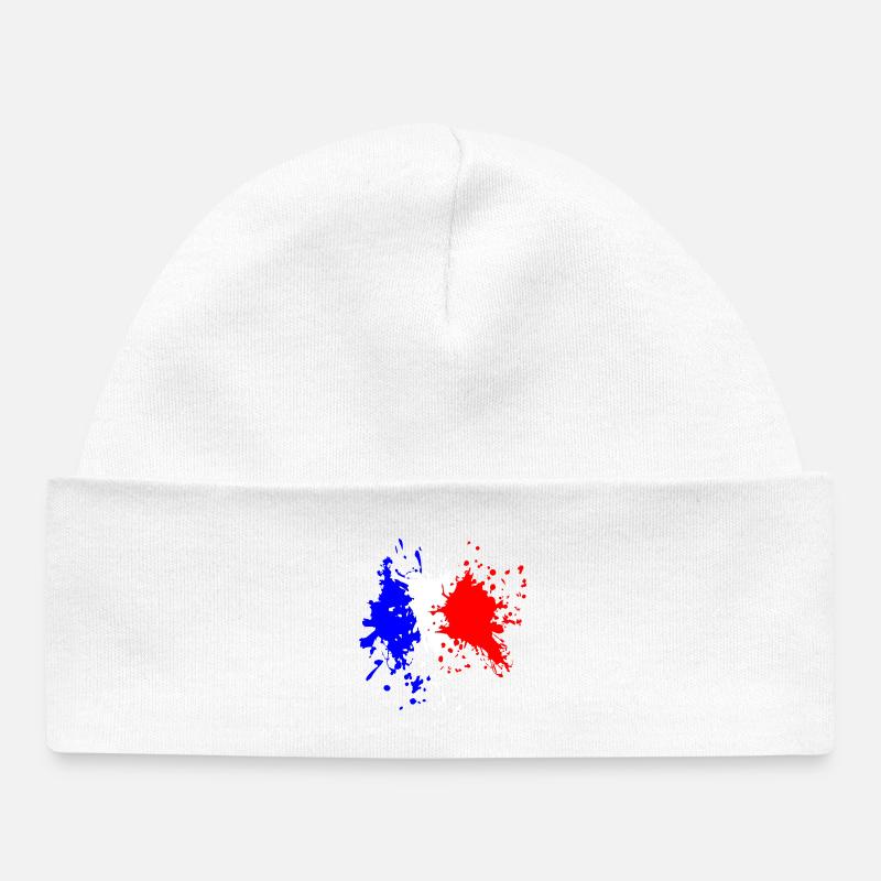 Frankreich Flagge Splash - Baby Organic Mütze - Weiß