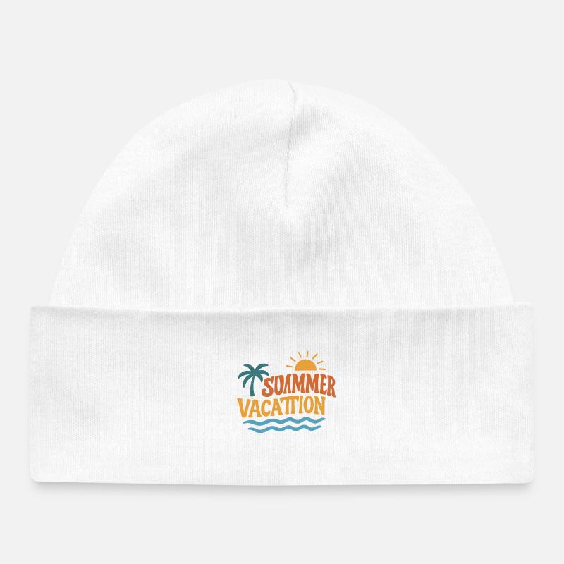 Vacances d’été Palmiers Vagues de soleil - Bonnet bébé bio - blanc