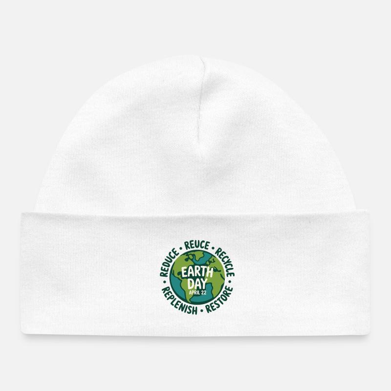 Cercle du Jour de la Terre : Réutiliser Recycler - Bonnet bébé bio - blanc
