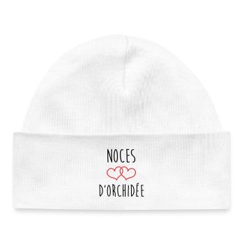 Orchid Wedding 55 years of marriage - Baby Organic Beanie - white - Front