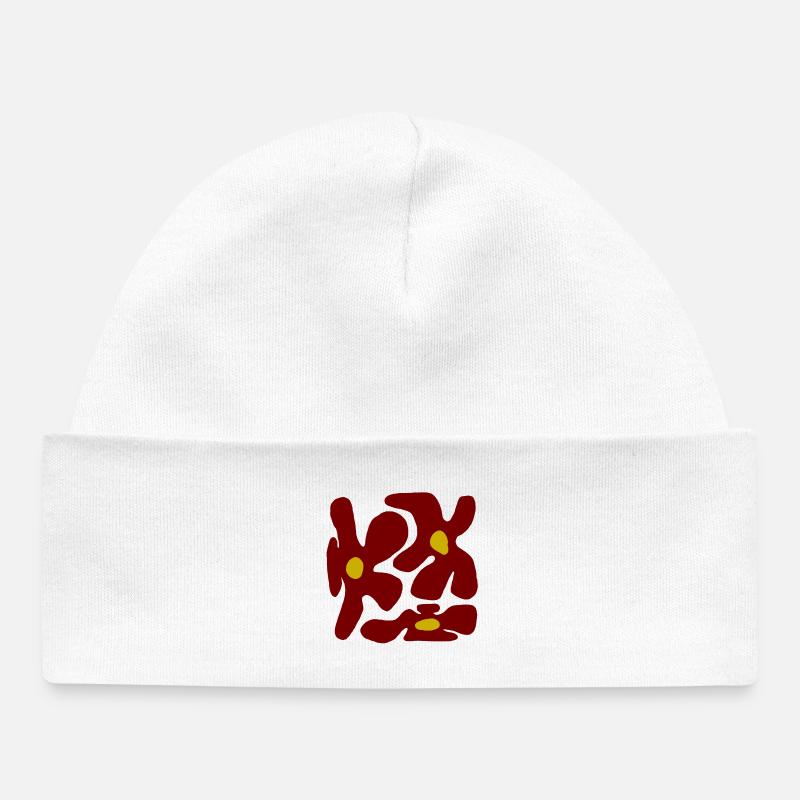 Fleurs rouges : design organique transparent - V2 - Bonnet bébé bio - blanc