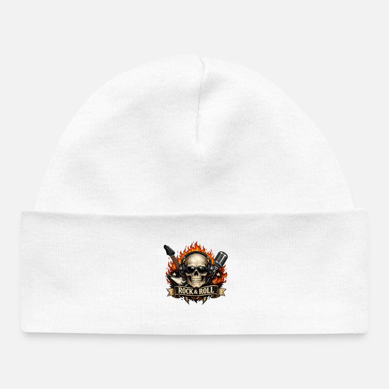 Jupe de crâne Flames Imprimé - Bonnet bébé bio - blanc