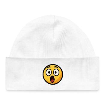 Visage prononcé par une émoticône effrayée - Bonnet bébé bio - blanc - Devant