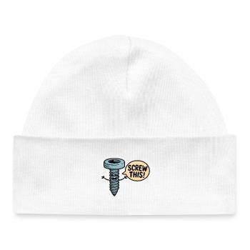Screw This Cartoon Screw Character - Baby Organic Beanie - white - Front