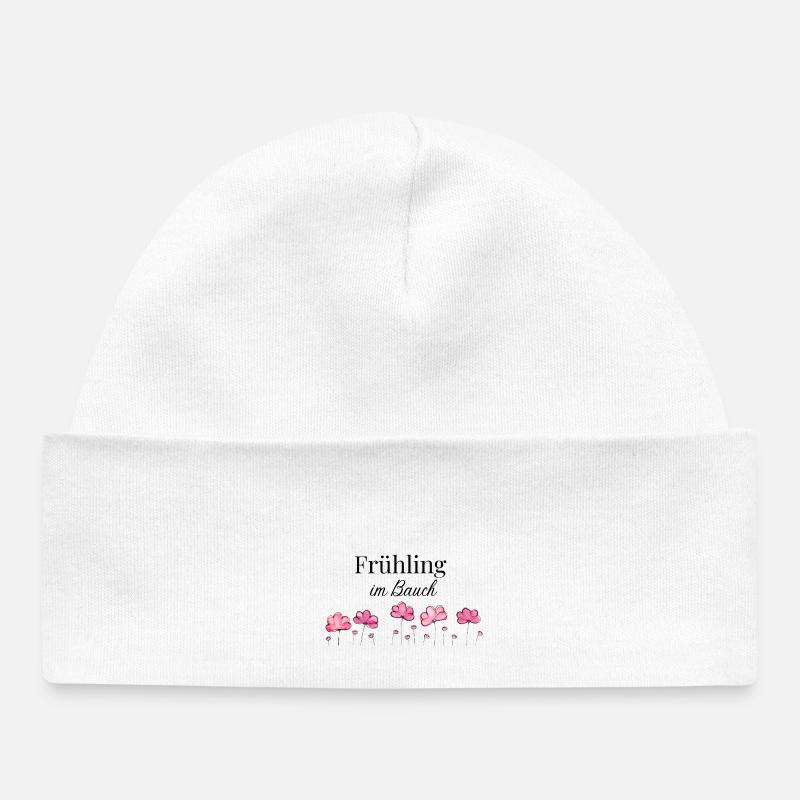 Printemps dans le ventre - chemise de grossesse délicate - Bonnet bébé bio - blanc