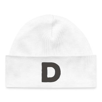 Minimal Letter D Bold Monogram Typography - Baby Organic Beanie - white - Front