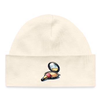Powder brush illustration makeup - Baby Organic Beanie - white - Front