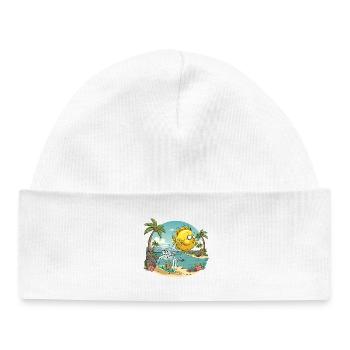 Fish flower tiare palm tree cartoon - Baby Organic Beanie - white - Front