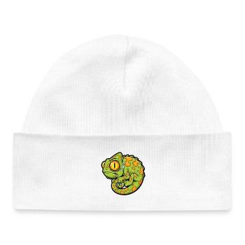 Chameleon Stressed Funny Mascot Cartoon - Baby Organic Beanie - white - Front