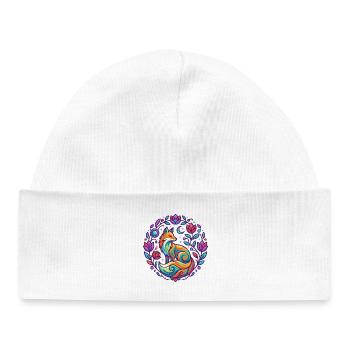 Bunter Fuchs Blumen Mandala Lila Mädchen Design - Baby Organic Mütze - Weiß - Vorne