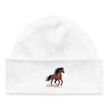 Cheval Alezan Arabe Galop Poussière Équestre - Bonnet bébé bio - blanc - Devant