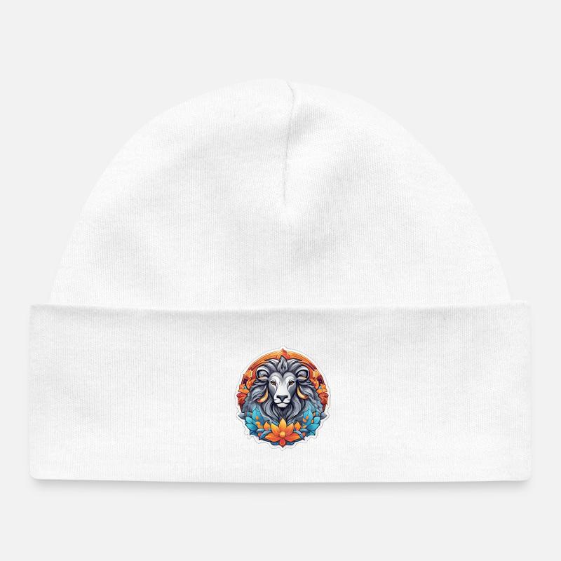 Lion floral coloré imprimé graphique - Bonnet bébé bio - blanc