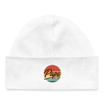 Papa seit 1981 Retro-Vintage-Sonnenuntergangsdesign - Baby Organic Mütze - Weiß - Vorne