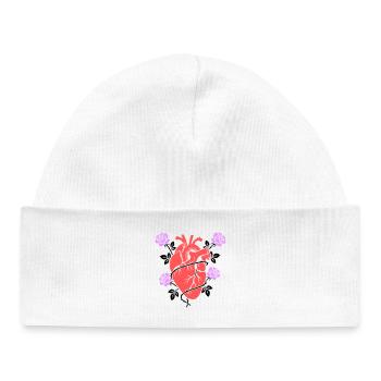 Roses anatomiques du cœur multicolores - Bonnet bébé bio - blanc - Devant