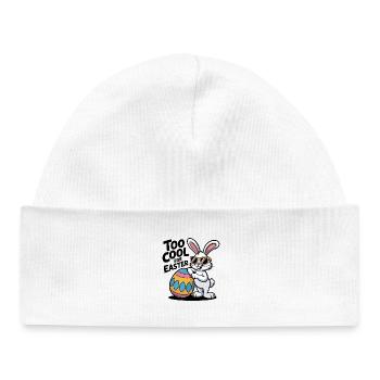 Lapin de Pâques avec lunettes de soleil et œuf - Bonnet bébé bio - blanc - Devant