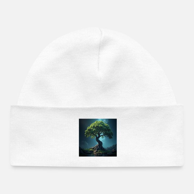 arbre de vie coloré. - Bonnet bébé bio - blanc