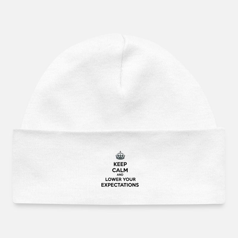 Reste calme Baisse tes attentes - Bonnet bébé bio - blanc