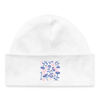 Pivoines abstraites L Rose Blue White - Bonnet bébé bio - blanc - Devant