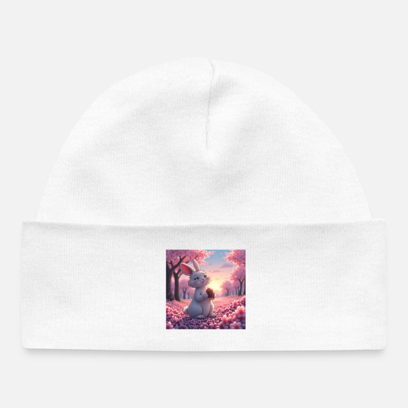 dessin manga d'un mignon lapin - Bonnet bébé bio - blanc