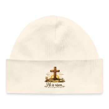 he is risen - Baby Organic Beanie - white - Front