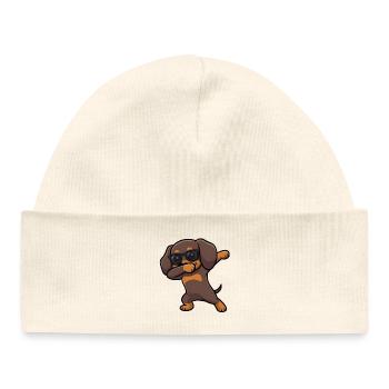 Dabbing Dackel alias Teckel - Bonnet bébé bio - blanc - Devant