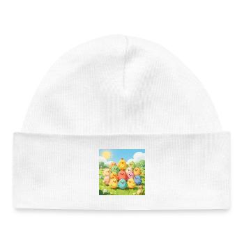 Colorful Chickens Group Photo - Baby Organic Beanie - white - Front