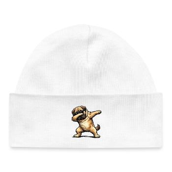 Mastiff en forme de dab - Bonnet bébé bio - blanc - Devant