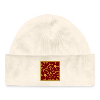 Fleurs rouges : design organique symétrique - Bonnet bébé bio - blanc - Devant