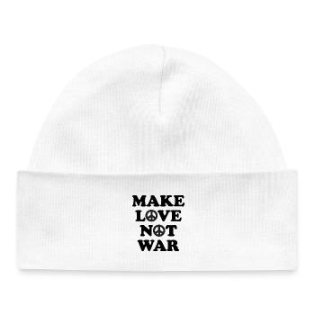 Faites l’amour, pas la guerre - Bonnet bébé bio - blanc - Devant