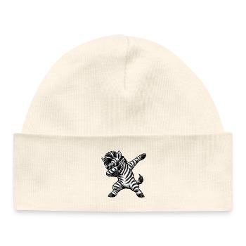 Dabbing Zebra - Baby Organic Mütze - Weiß - Vorne