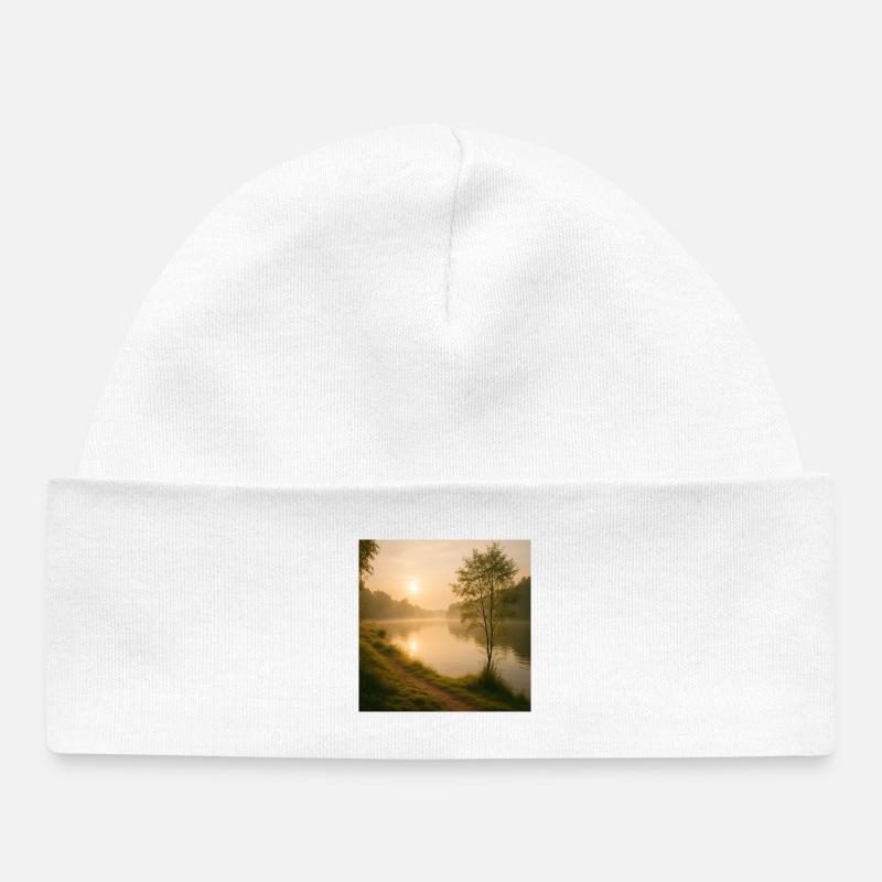 Or du matin sur le chemin de la rivière - Bonnet bébé bio - blanc