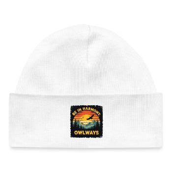 Owl Harmony at Sunset - Baby Organic Beanie - white - Front
