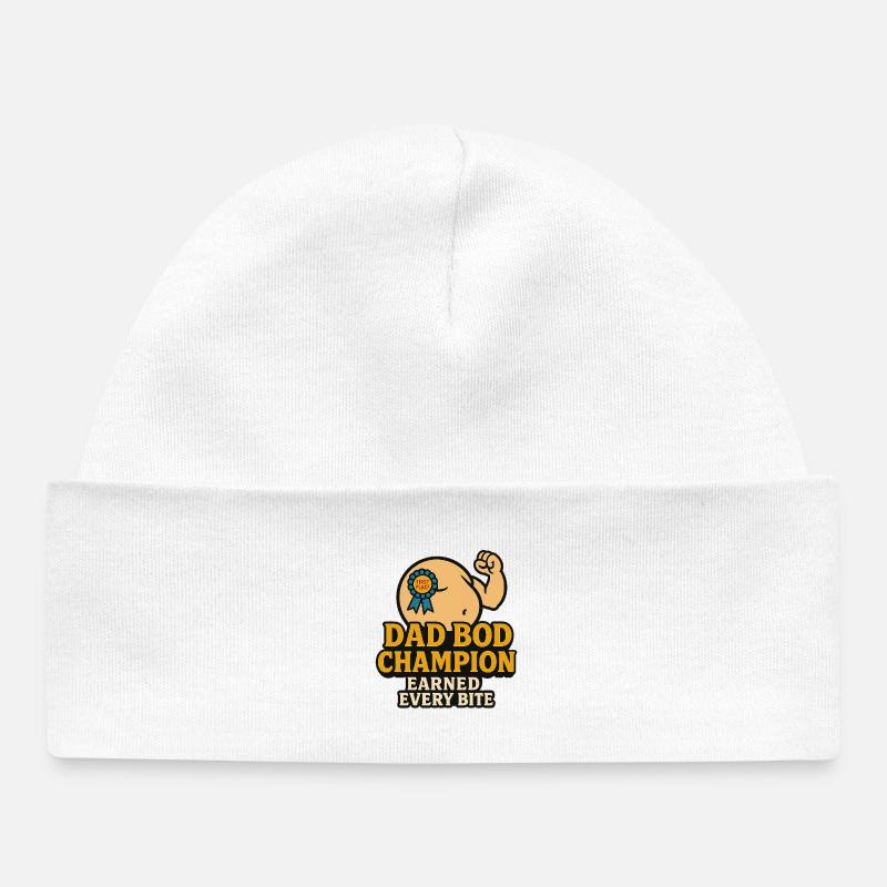 Champion du corps de papa – Mérité chaque bouchée Drôle de Shir - Bonnet bébé bio - blanc