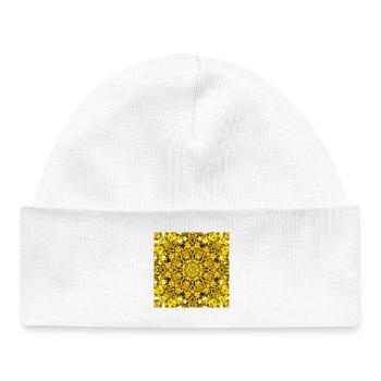 Yellow mandala radial pattern - Baby Organic Beanie - white - Front