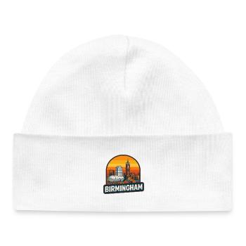 Vintage Birmingham Skyline Retro Sonnenuntergangsdesign - Baby Organic Mütze - Weiß - Vorne