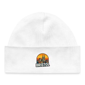 Bristol Retro Sunset Suspension Bridge Design - Baby Organic Beanie - white - Front