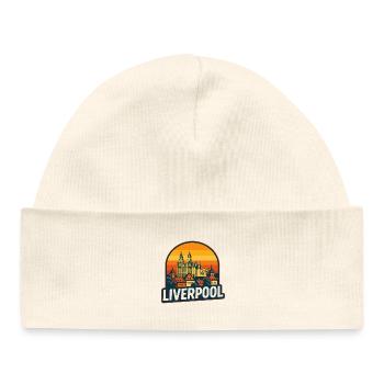 Liverpool Skyline Retro Sunset Vintage Design - Baby Organic Beanie - white - Front