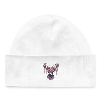 Trachtenshirt Damen Trachten T-Shirt Hirsch weiß - Baby Organic Beanie - white - Front