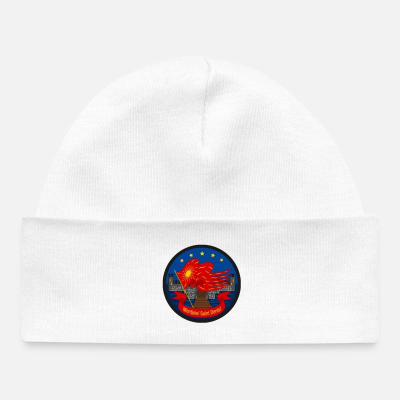 Oriflamme rouge: Drapeau et Forteresse - Bonnet bébé bio - blanc
