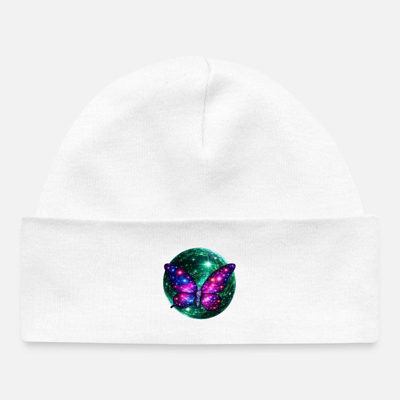 Asterra Rebirth – Univers du Papillon Cosmique - Bonnet bébé bio - blanc