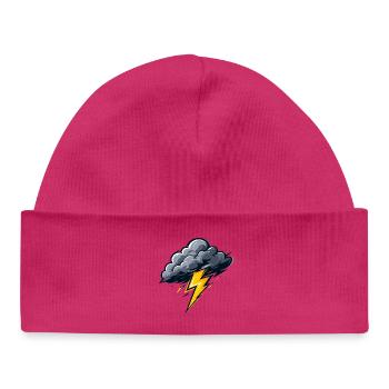 Nuage, Éclairs, Orage, Motif météo - Bonnet bébé bio - blanc - Devant