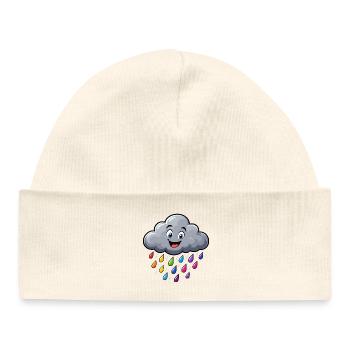 Nuage de pluie coloré Motif météo nuageuse drôle - Bonnet bébé bio - blanc - Devant