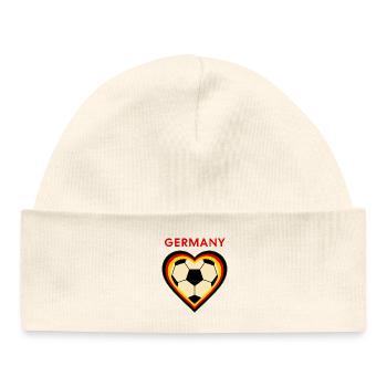 Germany Heart Football Motif - Baby Organic Beanie - white - Front