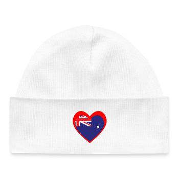 Red Aussie Heart – Wahrer südlicher Geist - Baby Organic Mütze - Weiß - Vorne