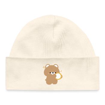 Mélodie du tambourin d’ours - Bonnet bébé bio - blanc - Devant