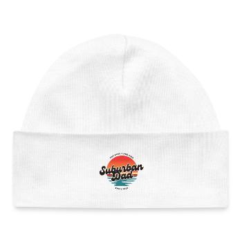 Suburban Dad Retro Sunset Logo - Baby Organic Beanie - white - Front