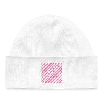 Lignes graphiques avec bandes diagonales L rose - Bonnet bébé bio - blanc - Devant