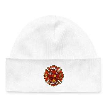 Firefighter Helmet Emblem with Axe - Baby Organic Beanie - white - Front