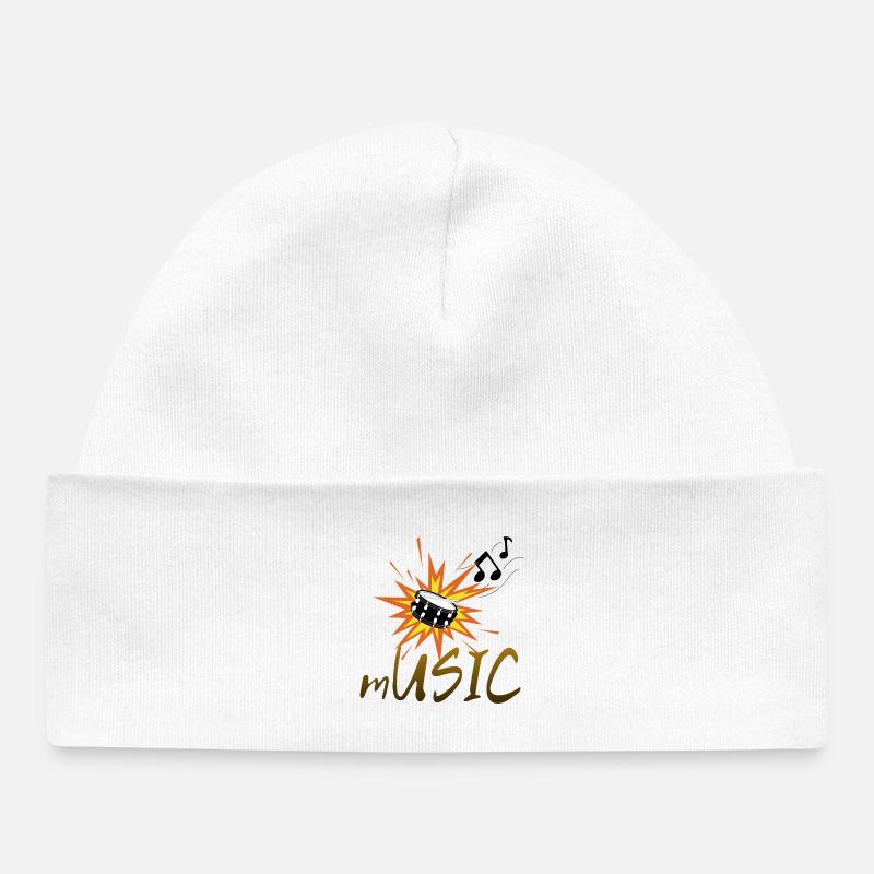 Musique explosive de batterie - Bonnet bébé bio - blanc