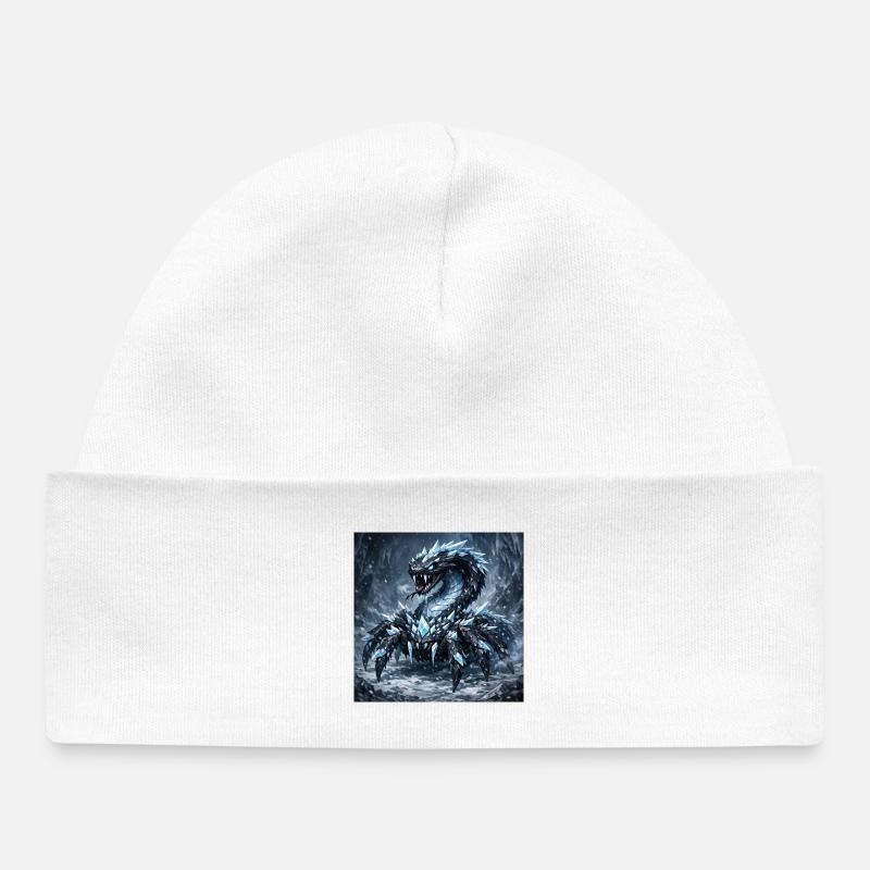 Dragon de Cristal dans une tempête de glace - Bonnet bébé bio - blanc